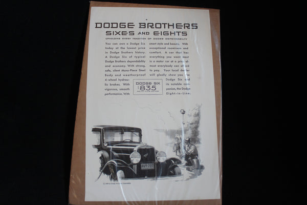 1930 Dodge Sixes & Eights Father and Son Black & White Print Ad