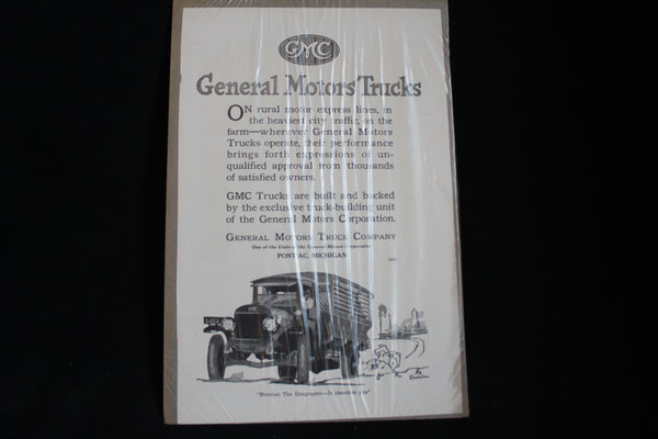1920 GMC General Motors Trucks Company Black & White Print Ad