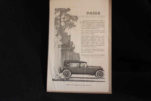 1920 Paige Glenbrook Black & White Print Ad