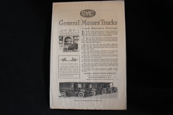 1919 GMC General Motors Trucks Company Black & White Print Ad