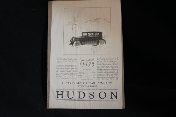1924 Hudson Black & White Print Ad