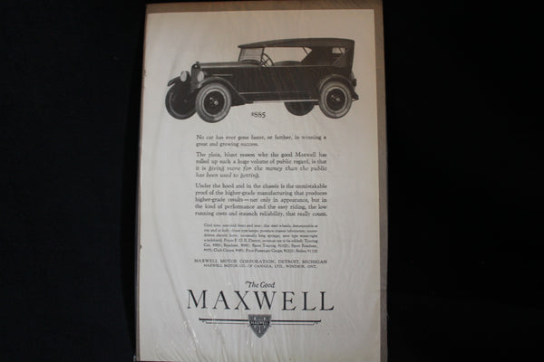 1923 Maxwell Black & White Print Ad