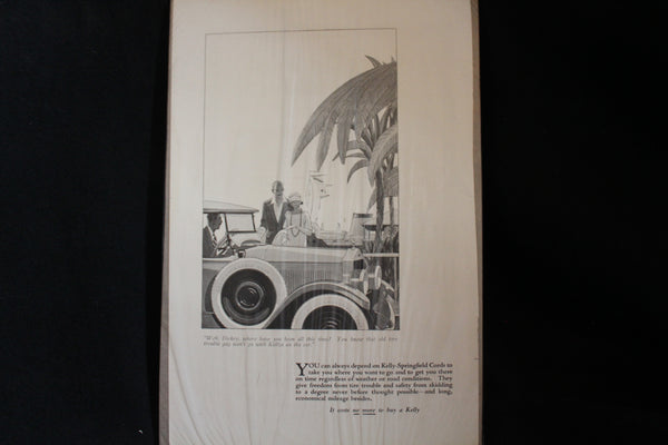 1923 Kelly-Springfield Tires Black & White Print Ad