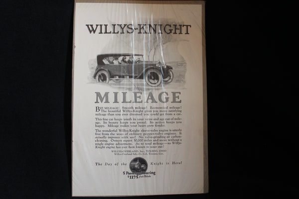 1920 Willys-Knight Black & White Print Ad