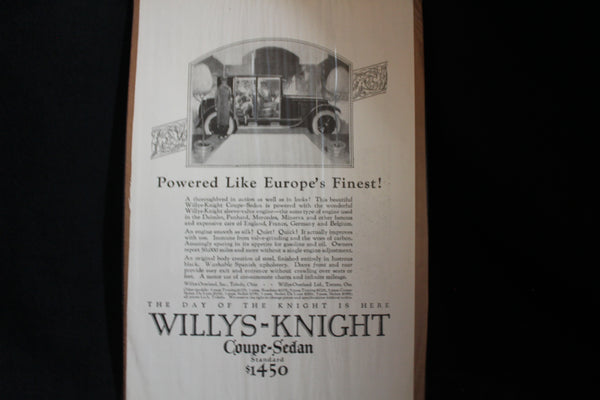 1924 Willys-Knight Coupe Sedan Black & White Print Ad
