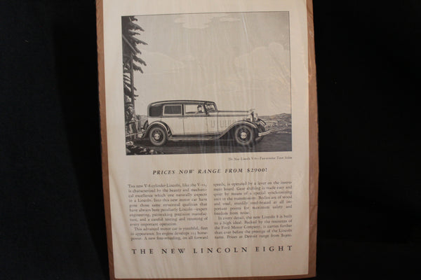 1932 Lincoln V-8 2-Window Sedan Black & White Print Ad