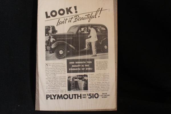 1935 Plymouth Black & White Print Ad