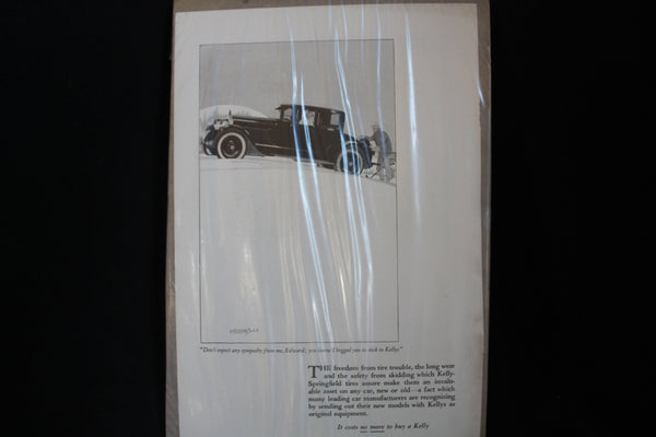 1923 Kelly-Springfield Tires Fellows Black & White Print Ad