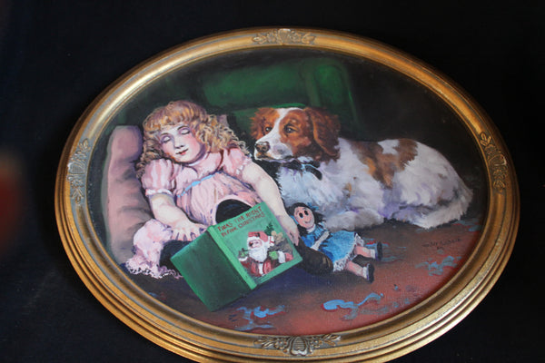 Girl and Dog Painting by Walter Cichocki